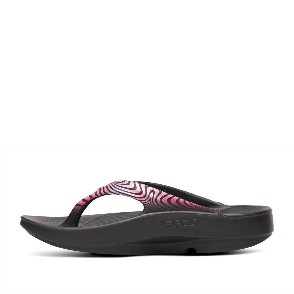 NEW OOFOS women's oolala limited sandal in disco zebra - Picture 3 of 8